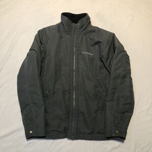Columbia Mens M Gray Poly Insulated Fleece Lined Full Zip Jacket Outdoor Hiking